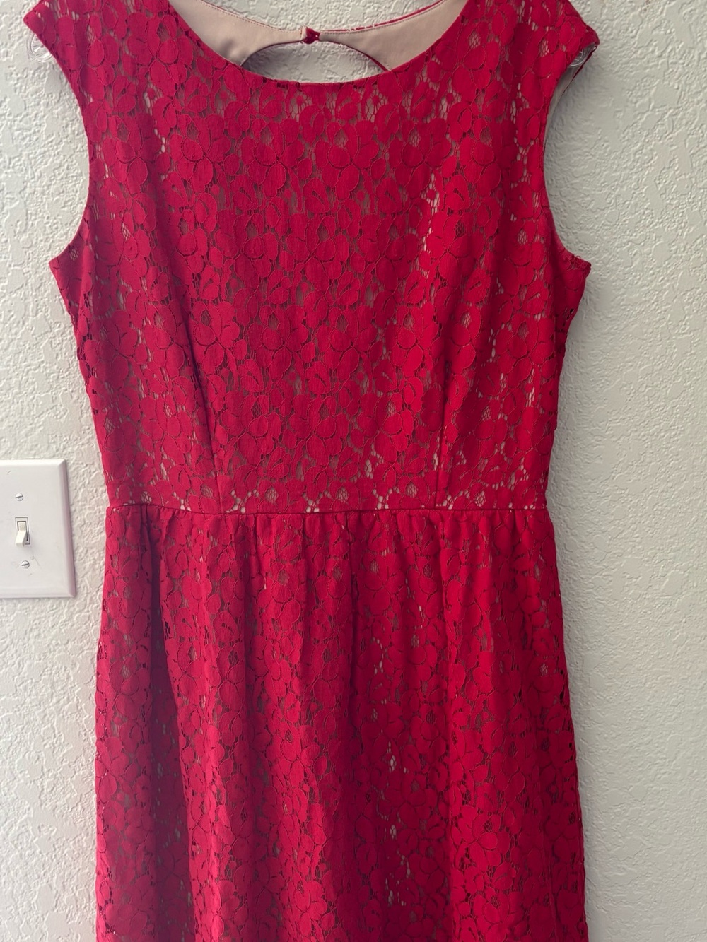Enfocus Studio Red Lace Dress with Beige Lining L/XL